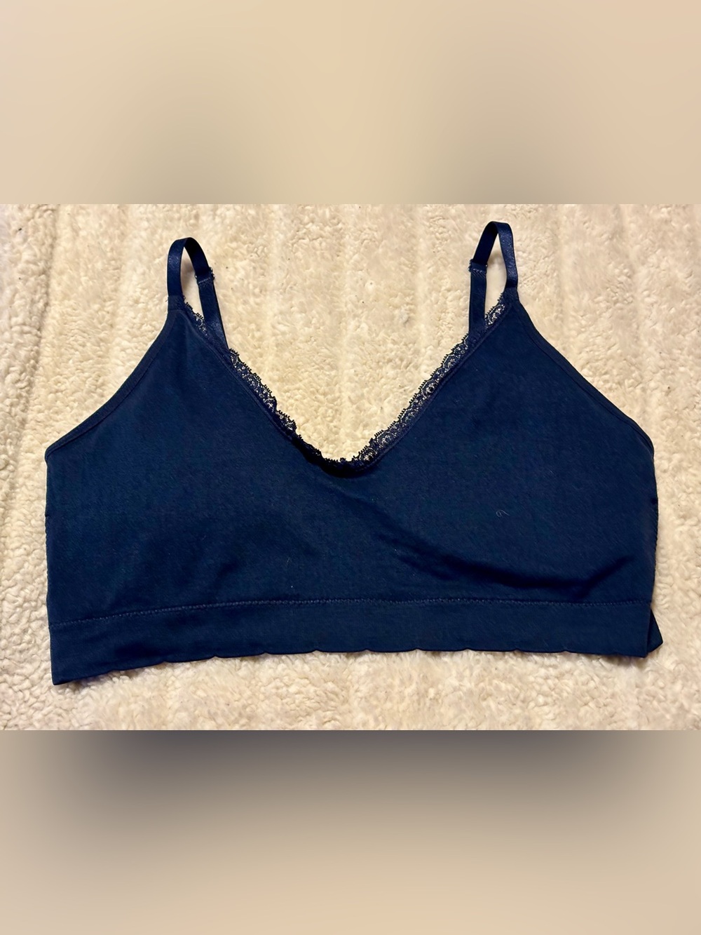 Laura Ashley Navy Lace-Trim Bralette
